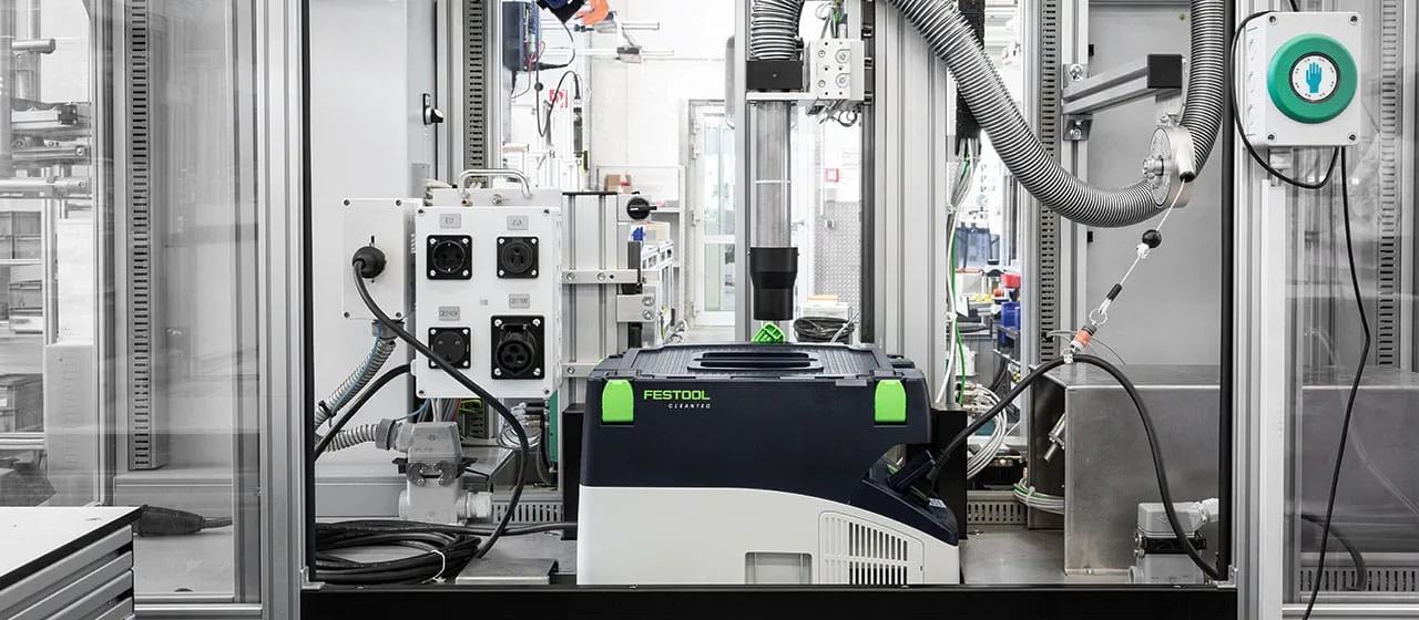 One of the Festool dust extractors in the test cabin