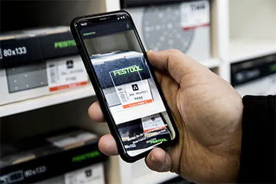 The storage and stock management is organised using the Festool Order app.